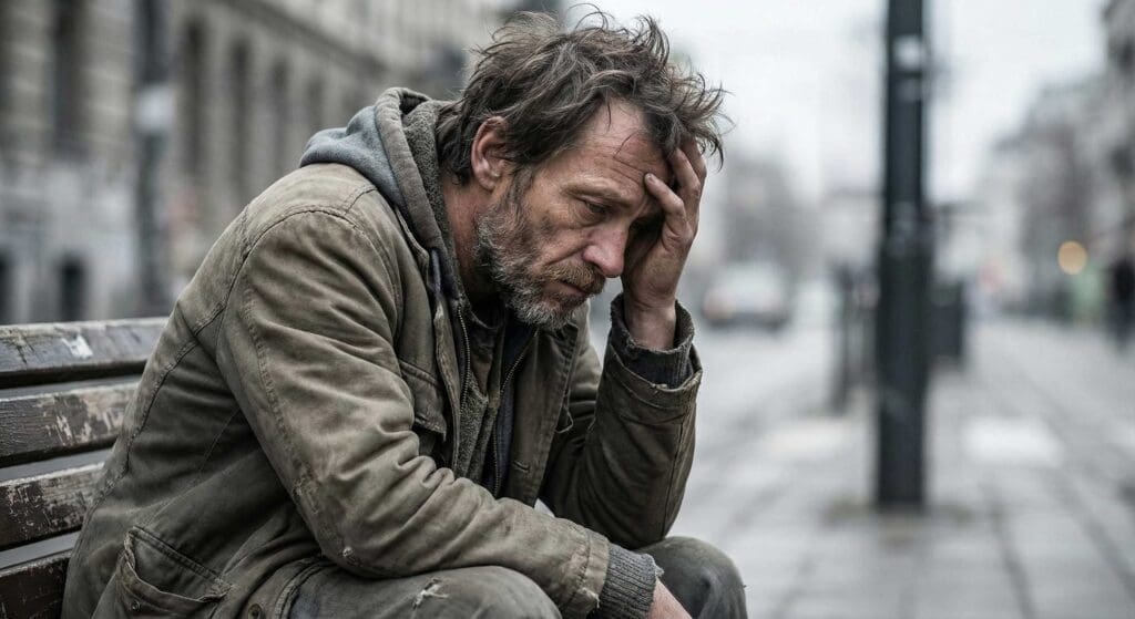 Man is struggling with the cycle of addiction.